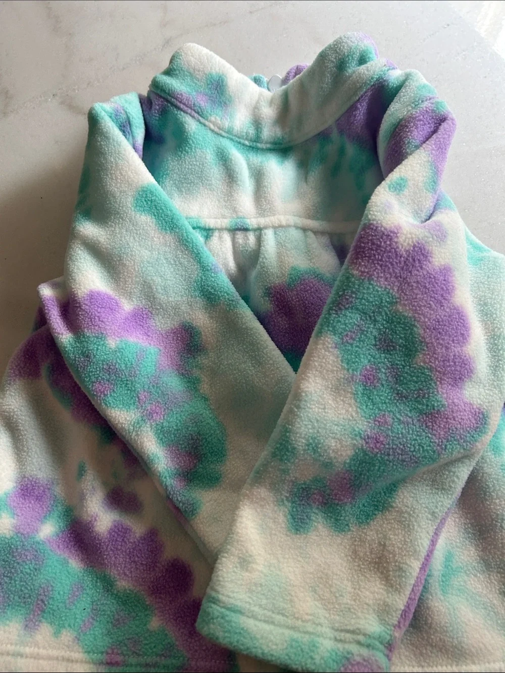 The Children's Place Purple, Teal & White Tie-Dye Fleece Pullover